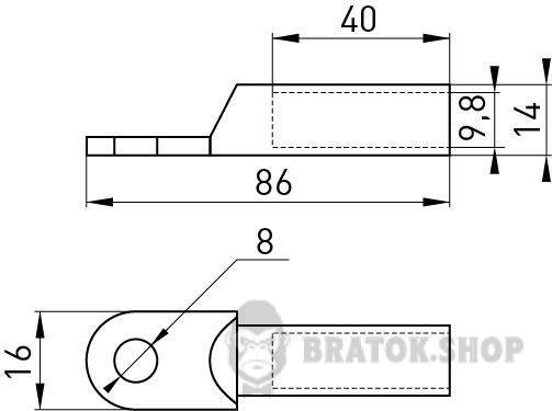 Оцинкований кабельний наконечник e.end.stand.z.50.M8 50мм2 М8 в Сумах