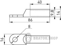Оцинкований кабельний наконечник e.end.stand.z.50.M8 50мм2 М8