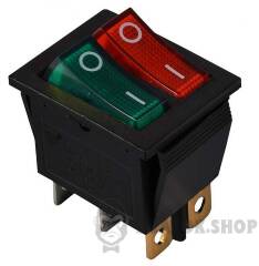 KCD2-2101N GR+R/B 220V Перемикач 2 клав. зелений+червоний з підсвічуванням