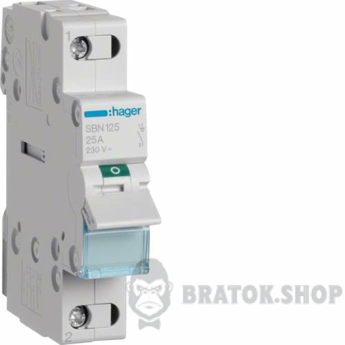 Рубильник 1p 25A I-О ручной выключатель нагрузки HAGER SBN125