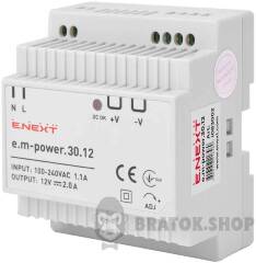 Блок живлення на DIN-рейку e.m-power.30.12 30Вт, DC12В