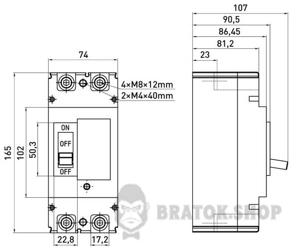 Силовой автоматический выключатель e.mccb.pro.250DC.250.2P на постоянный ток, 2р, 250А p089004 в Киеве