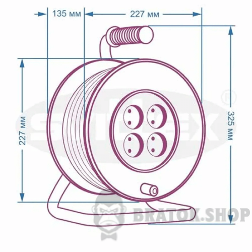 Котушка для подовжувача на 4 розетки (20-30м) без заземлення SVITTEX SV-027