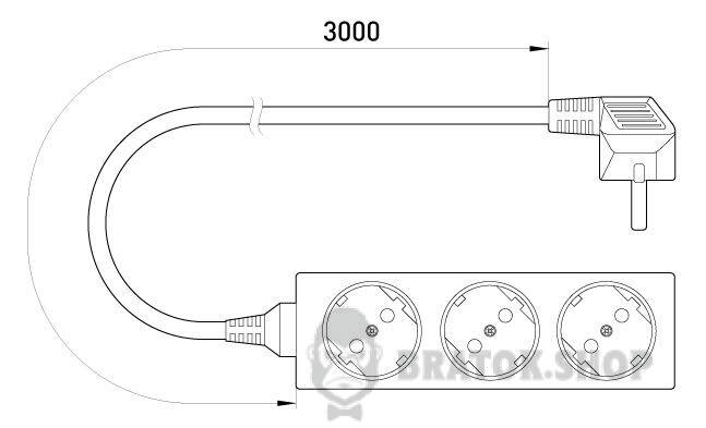Удлинитель e.es.3.3.zb 3 гнезда, 3м, с ж/к, baby protect s042004 в Киеве