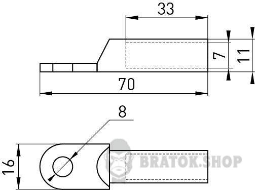 Оцинкований кабельний наконечник e.end.stand.z.25.M8 25мм2 М8 в Сумах