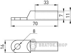Оцинкований кабельний наконечник e.end.stand.z.25.M8 25мм2 М8