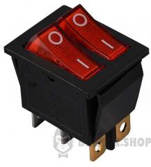 KCD2-2101N R/B 220V Перемикач 2 клав. червоний з підсвічуванням