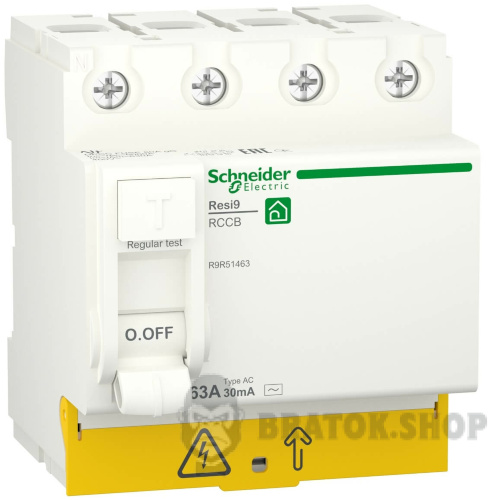 Автомат ПЗВ 4P 63А 30mА AC Schneider Electric Resi9 (R9R51463) у Сумах