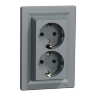 Розетка подвійна із заземленням Schneider Electric Asfora сталь EPH9900162