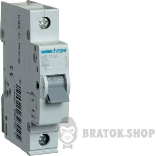 Автоматический выключатель 1P 13A B 6kA Hager MB113A