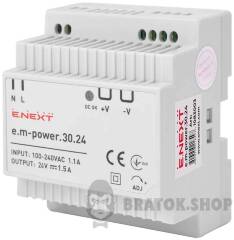 Блок живлення на DIN-рейку e.m-power.30.24 30Вт, DC24В
