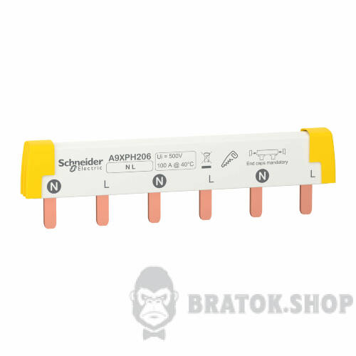 Шина з'єднувальна 2P 100А 1L+N 6 мод гребінка PIN Schneider Electric Acti9 A9XPH206 у Сумах