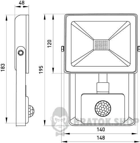 Прожектор світлодіодний з датчиком руху e.LED.flood.stand.sensor.30.6000, 30Вт, 6000К