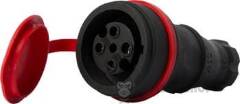 Силовая розетка переносная с защитной каучуковой крышкой e.socket.rubber.061.16, 4п., 16А
