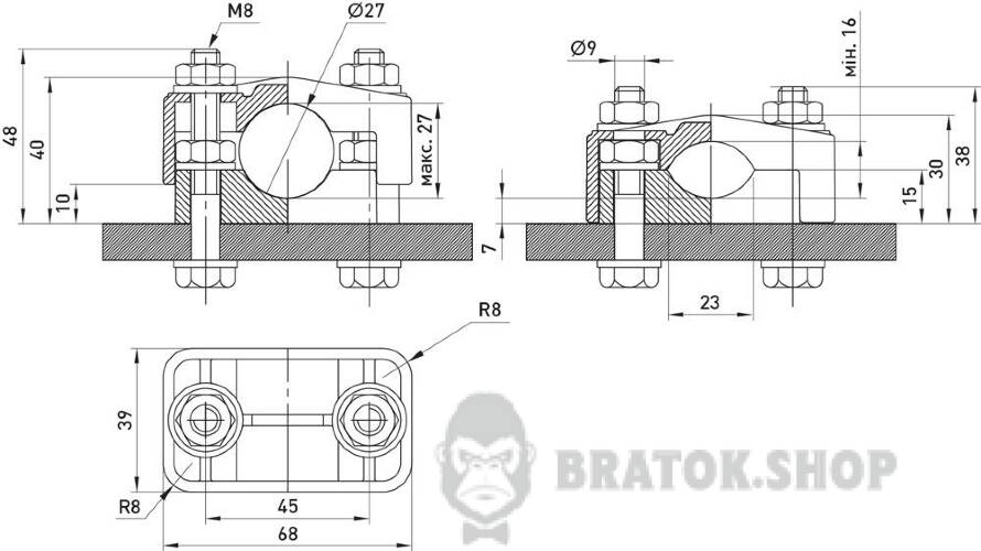 Хомут кабельний KO-27, d16-27 мм, чорний в Сумах