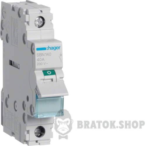 Рубильник 1p 40A I-О ручной выключатель погрузки HAGER SBN140 в Сумах