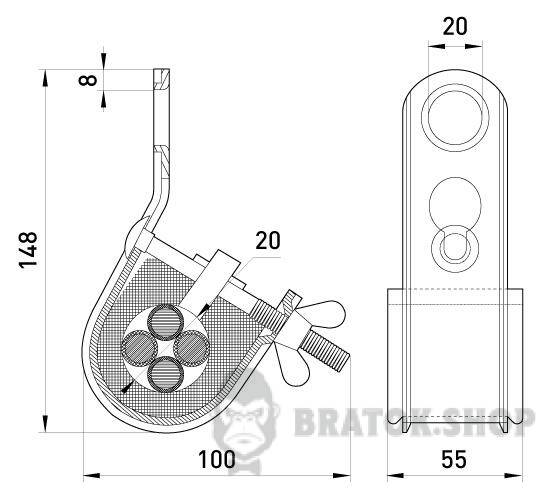 Подвесной зажим ehclamp.pro.16.35, 16-35 кв.мм, с затяжным болтом p029001 в Киеве