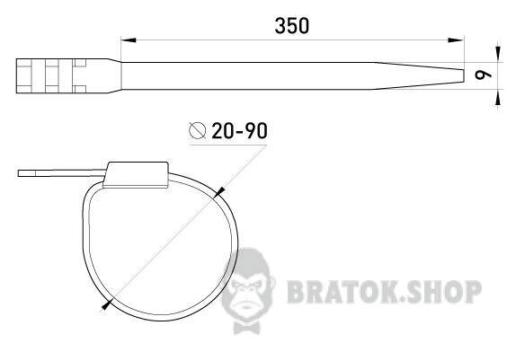 Кабельна стяжка e.ct.uv.350.9, 350х9мм стійка до ультрафіолету