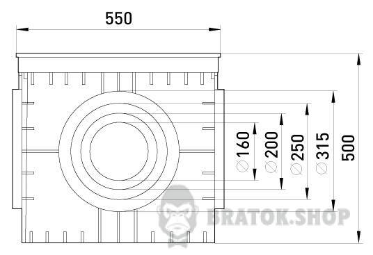 Колодязь кабельний пластиковий e.manhole.550.550.500.cover, 550х550х500мм з кришкою CP555550 у Києві