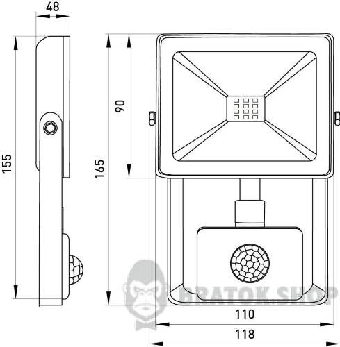 Прожектор світлодіодний з датчиком руху e.LED.flood.stand.sensor.10.6000, 10Вт, 6000К