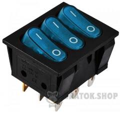 KCD2-3101N C3-BL/B 220V Перемикач 3 клав. синій з підсвічуванням