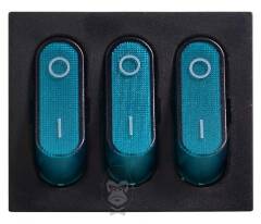 KCD2-3101N C3-BL/B 220V Перемикач 3 клав. синій з підсвічуванням