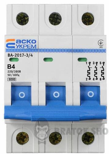 Автоматический выключатель 3p 4A B 6kA АСКО-УКРЕМ ВА-2017 A0010170061