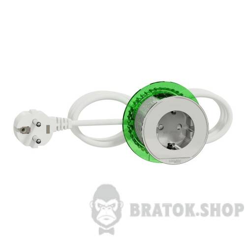 Unica system+, Настільний блок XS, 1 розетка Schuko, 2 метровий кабель, білий INS44000