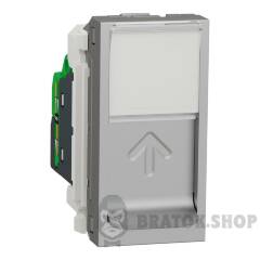 Розетка комп'ютерна RJ45, одинарна категорія 5 UTP, 1 модуль, алюміній