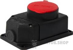 Силовая розетка стационарная с защитной каучуковой крышкой e.socket.rubber.062.16, 4п., 16А