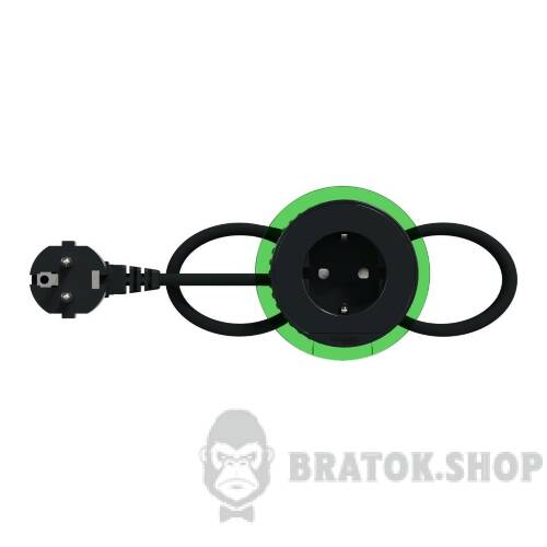 Unica system+, Настільний блок XS, 1 розетка Schuko, 2 метровий кабель, антрацит INS44001