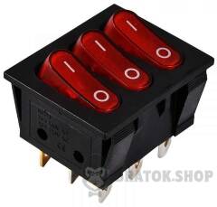 KCD2-3101N R/B 220V Перемикач 3 клав. червоний з підсвічуванням
