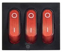 KCD2-3101N R/B 220V Перемикач 3 клав. червоний з підсвічуванням