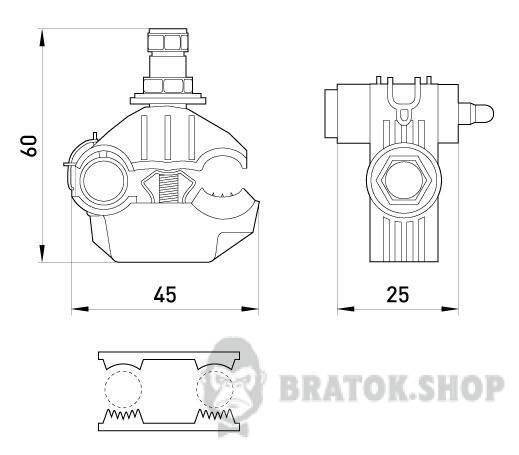 Відгалужувальний проколюючий затискач e.pricking.clamp.pro.10.70.1.5.10, 10-70 кв.мм/1,5-10кв.мм p028004 у Києві