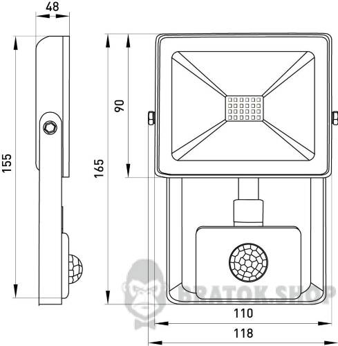 Прожектор світлодіодний з датчиком руху e.LED.flood.stand.sensor.20.6000, 20Вт, 6000К