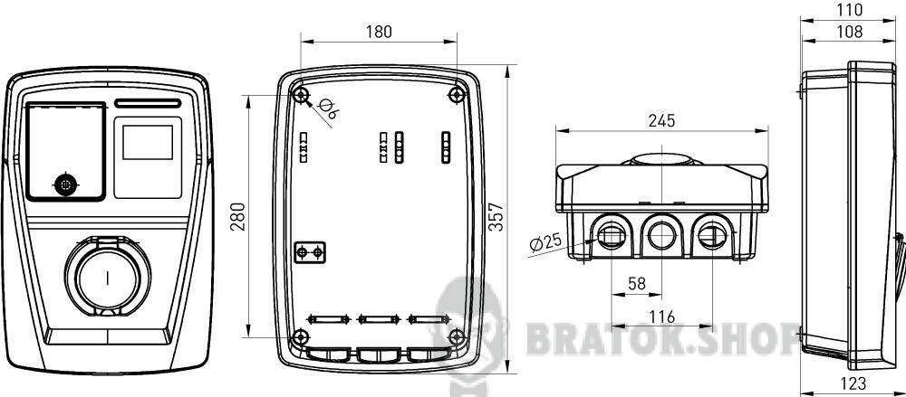 Станція для заряду електромобілів e.charge.pro.7T2C 7,4кВт 230В 32A Type2 кабель 5м IP54 p085203 у Києві
