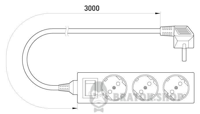 Удлинитель e.es.3.3.zsb 3 гнезда, 3м, с ж/к, с выключателем, baby protect s042007 в Киеве