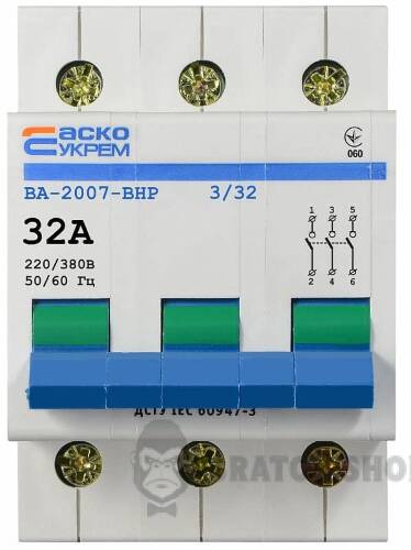 Рубильник выключатель нагрузки I-О 3p 32A АСКО-УКРЕМ ВА-2007 ВРН A0010070019 в Сумах