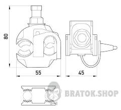 Ответвительный прокалывающий зажим e.pricking.clamp.pro.50.150.6.50, 50-150 кв.мм/6-50кв.мм
