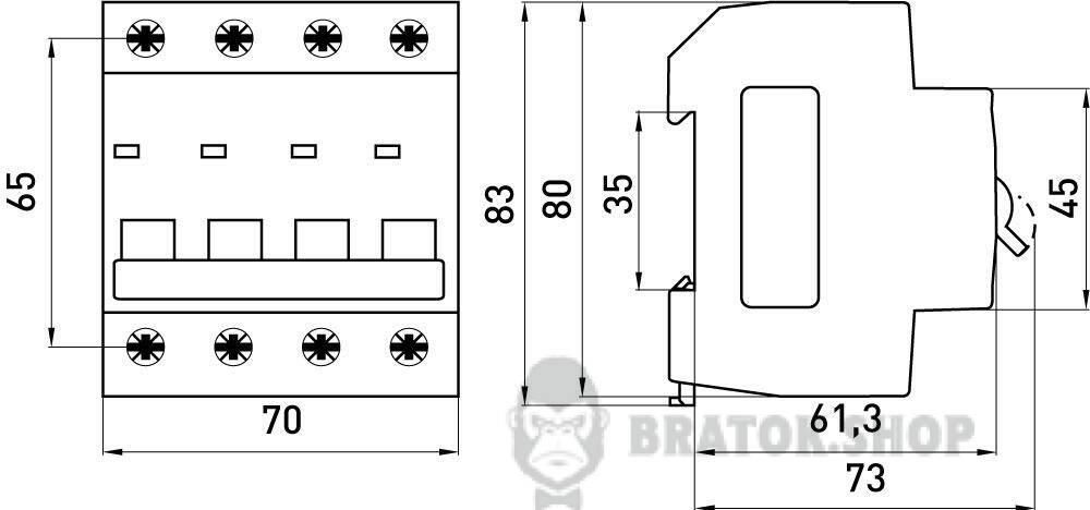 Модульный автоматический выключатель e.mcb.stand.45.4.C10, 4р, 10А, C, 4,5 кА s002046 в Киеве