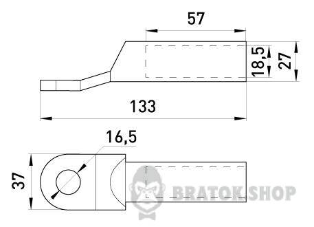 Мідно-алюмінієвий  кабельний наконечник e.end.stand.ca.dtl.1.185