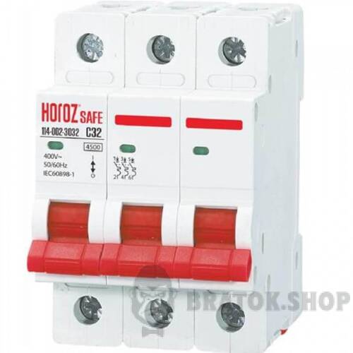 Автоматический выключатель 3P 32А С 4.5кА Horoz Electric Safe (114-002-3032-010)