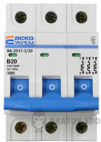 Автоматический выключатель 3p 20A B 6kA АСКО-УКРЕМ ВА-2017 A0010170066 в Сумах