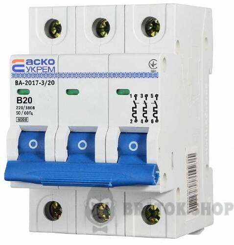 Автоматический выключатель 3p 20A B 6kA АСКО-УКРЕМ ВА-2017 A0010170066 в Сумах