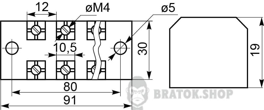 Клеммная колодка проходная 35A/6 АСКО-Укрем TB3506 A0130050015