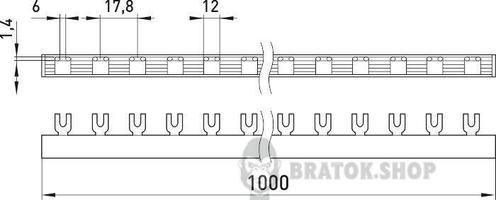 Шина з'єднувальна e.bc.u.stand.1.63 вилочного U-типу 1р, 63А s180001 у Києві