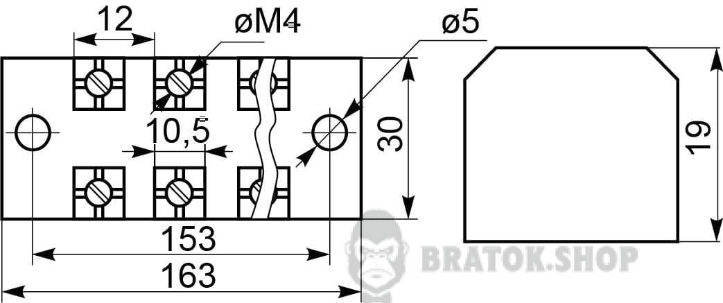 Клемна колодка прохідна 35A/12 АСКО-Укрем TB3512 A0130050016