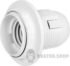 Патрон пластиковый e.lamp socket with nut.E27.pl.white, Е27 с гайкой, белый