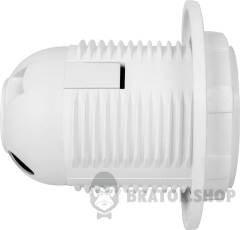 Патрон пластиковый e.lamp socket with nut.E27.pl.white, Е27 с гайкой, белый