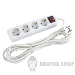 Подовжувач e.es.4.5.z.s.b 4 гнізда, 5м, з з/к, з вимикачем, baby protect